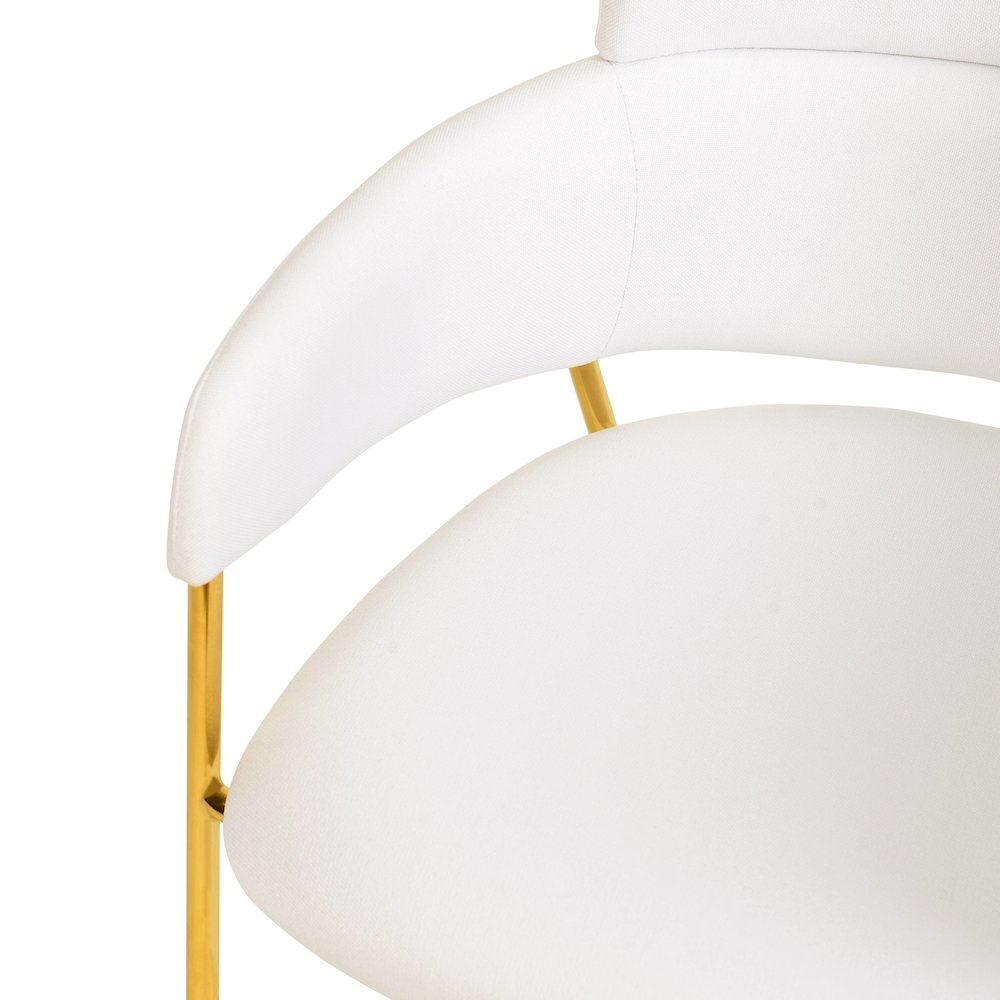 Axis Collection Modern Gold Dining Chair in White - Set of 2. Picture 11