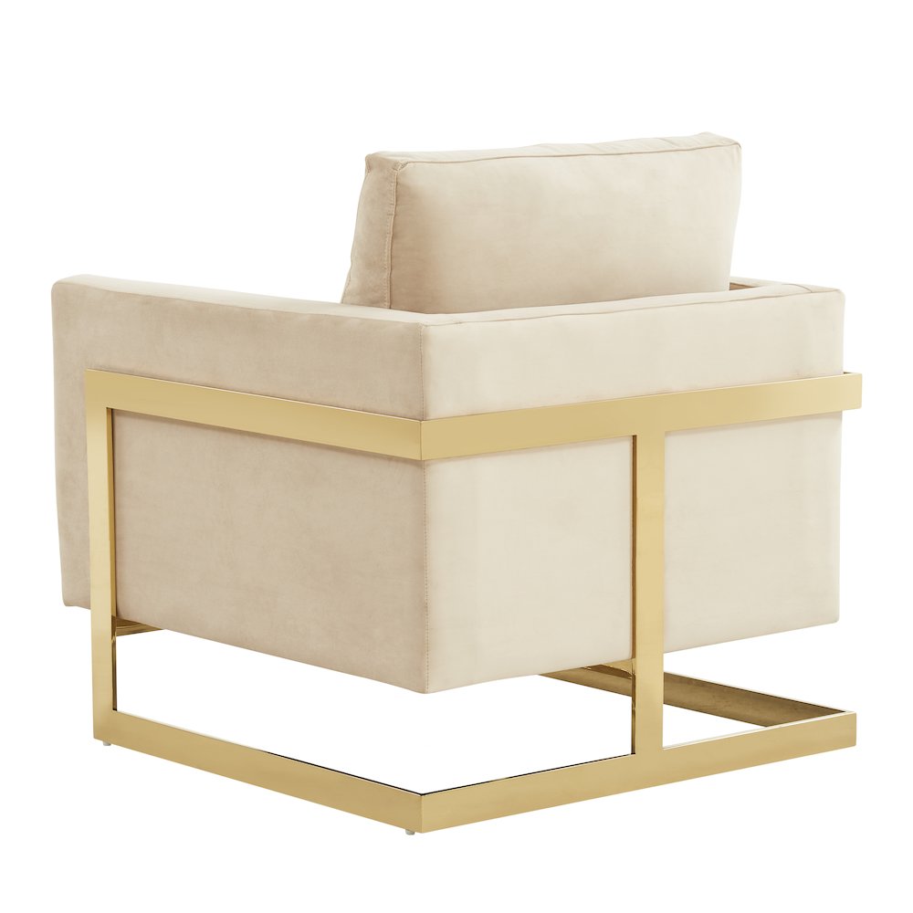 Lincoln Velvet Accent Armchair With Gold Frame. Picture 8