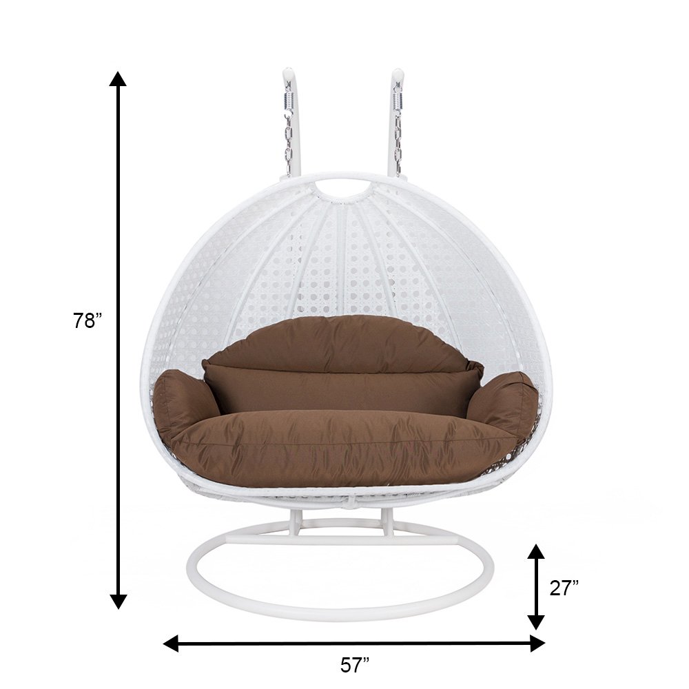 White Wicker Hanging 2 person Egg Swing Chair. Picture 10