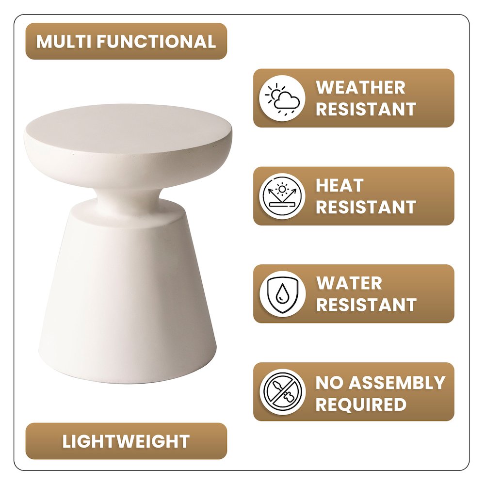 Isle Collection Fiberglass Outdoor Side Table in Cream. Picture 8