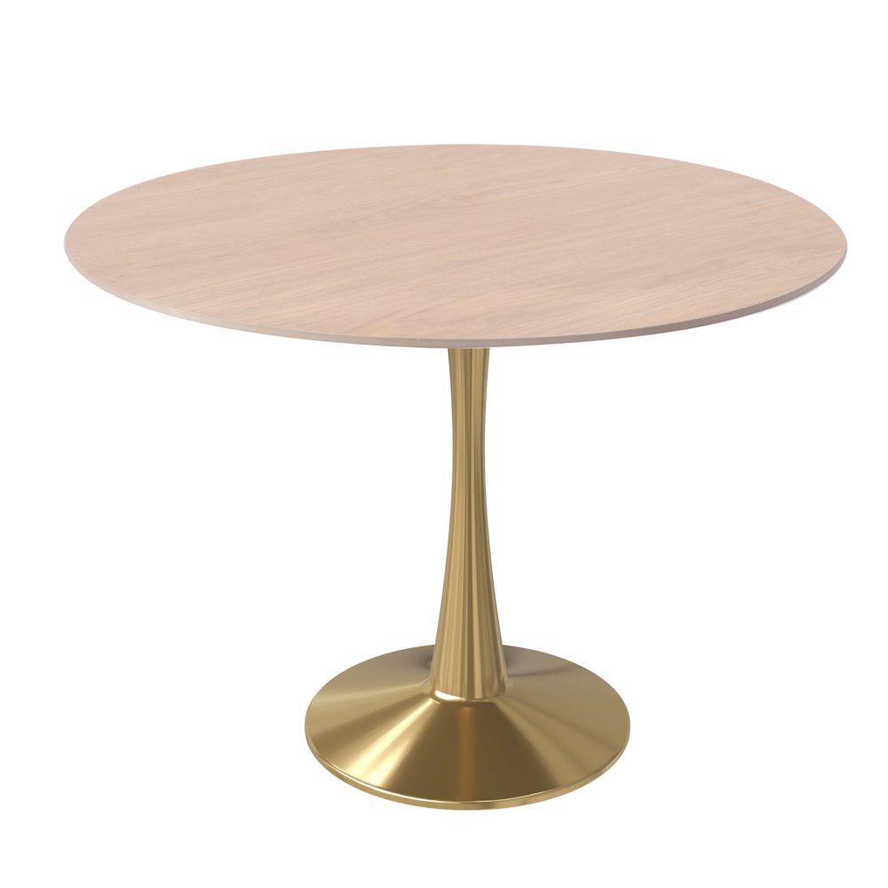 Bristol 35" round dining table Gold Base With Natural Wood Top. Picture 13