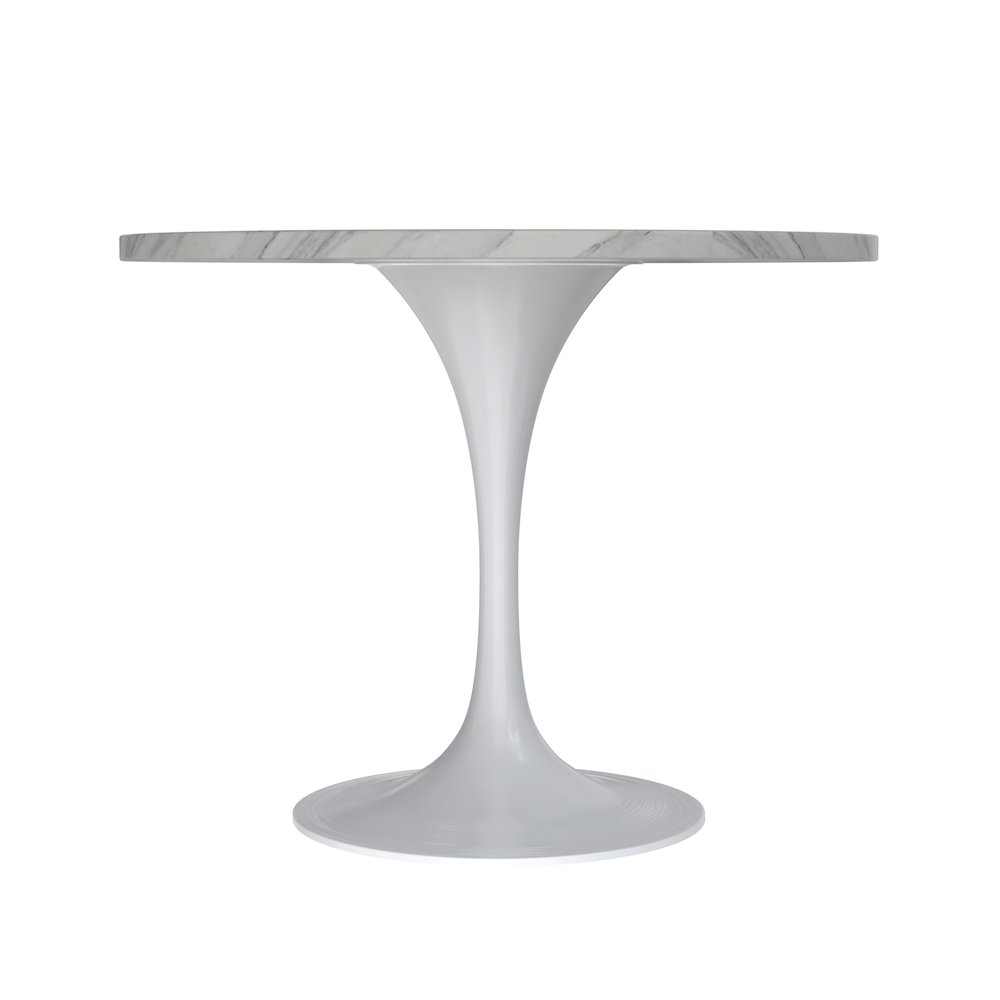 Verve Collection 36 Round Dining Table, White Base with Sintered Stone White Top. Picture 8