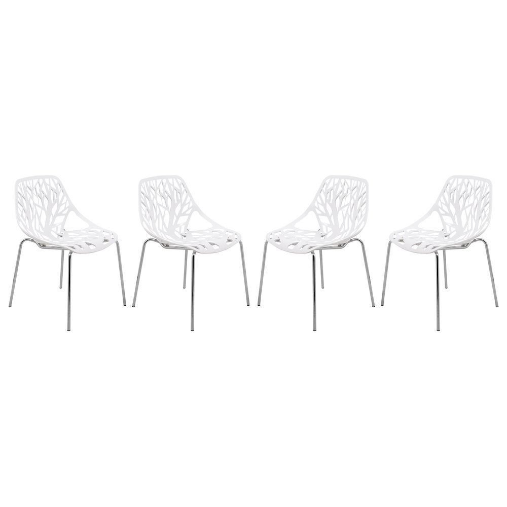Modern Asbury Dining Chair w/ Chromed Legs, Set of 4. Picture 2