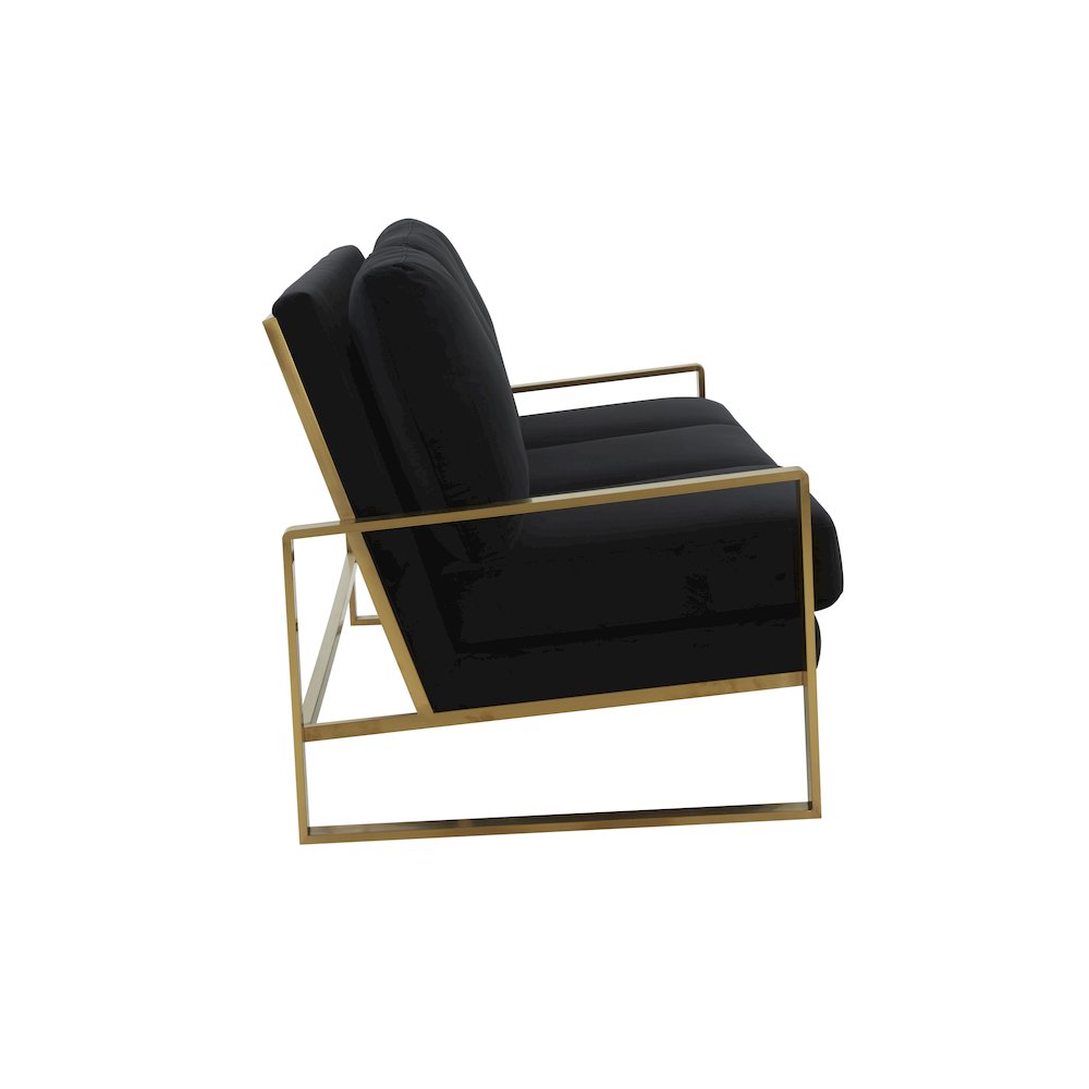 Jefferson Contemporary Modern Design Velvet Sofa With Gold Frame.. Picture 4