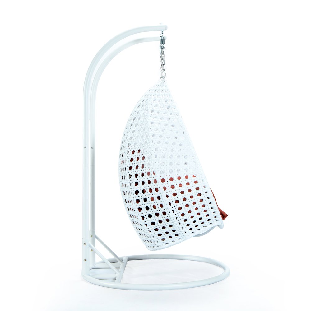 White Wicker Hanging 2 person Egg Swing Chair. Picture 4