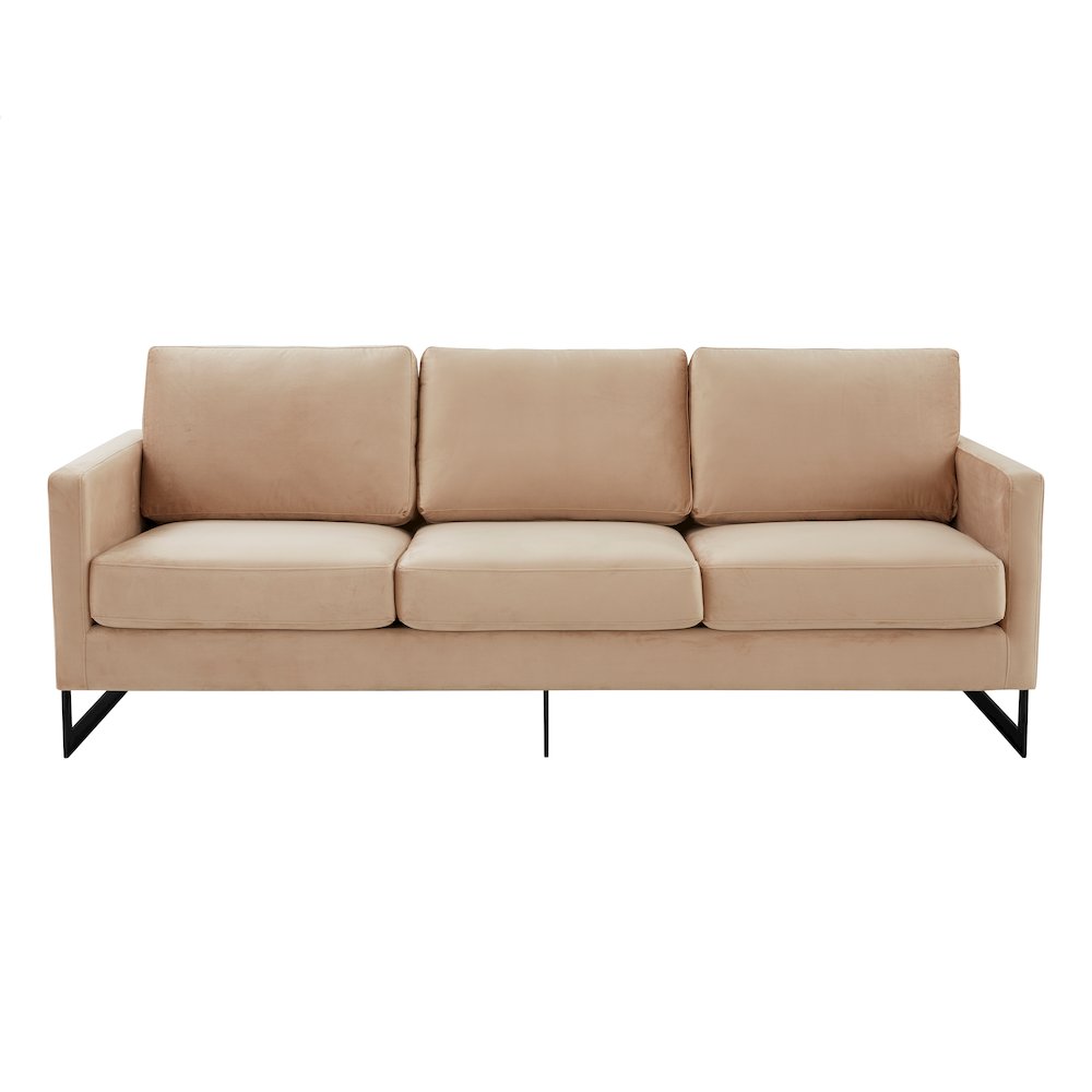 Lincoln Beige Velvet Sofa With Black Frame. Picture 6