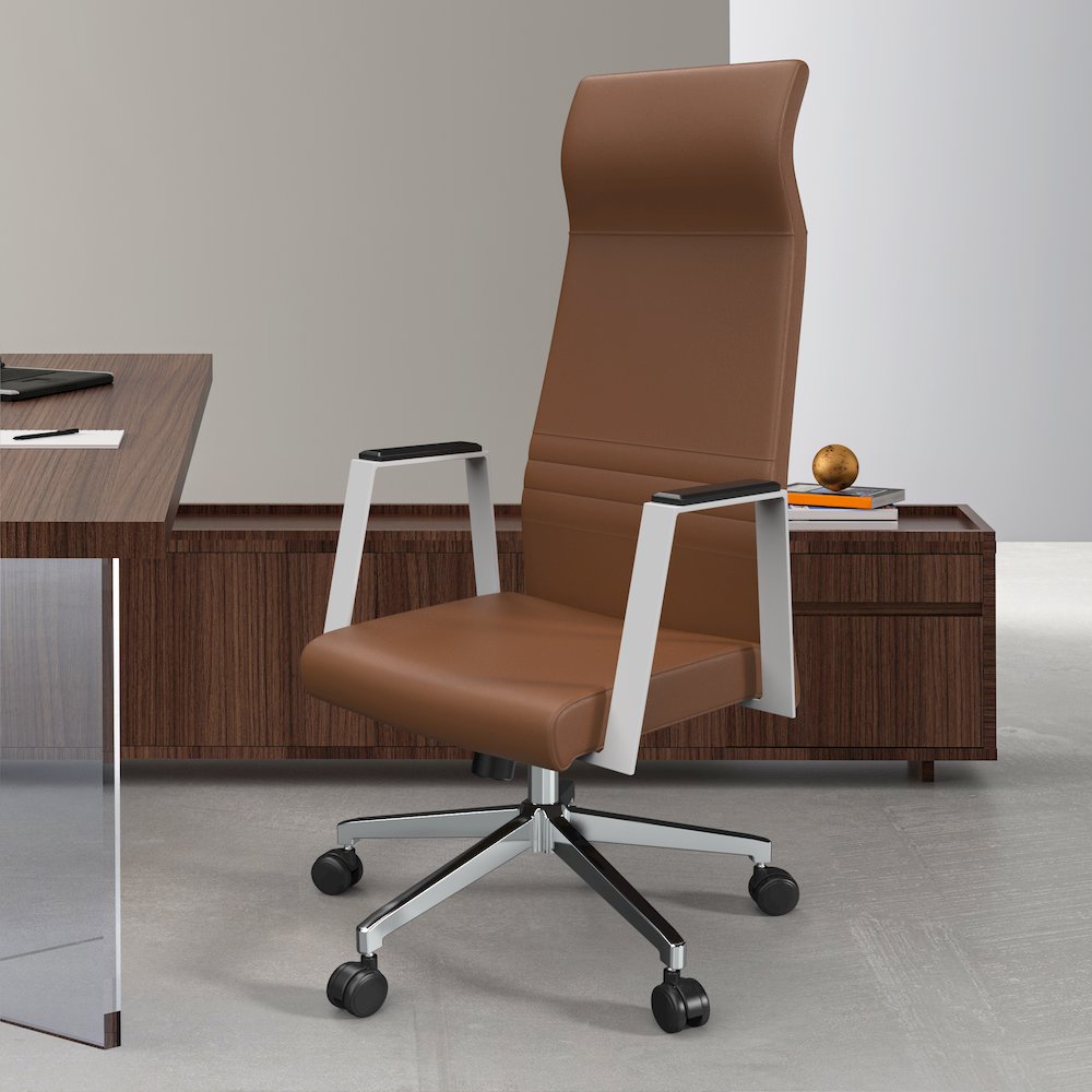 Aleen High-Back Office Chair in Dark Brown. Picture 27