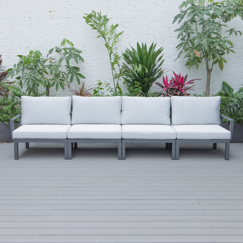 Hamilton Aluminum Patio 4-Seater Sofa With Cushions in Light Grey. Picture 5