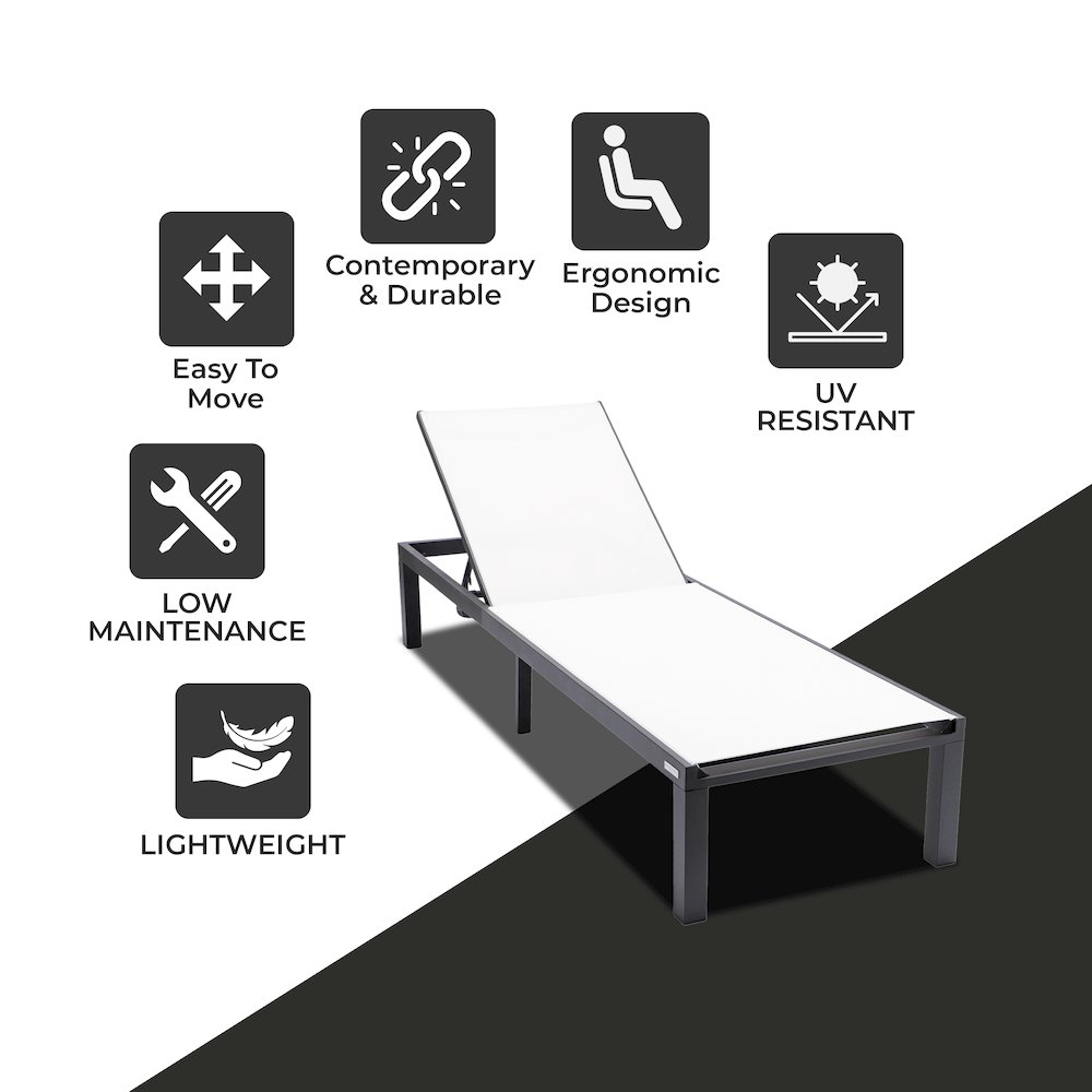 Marlin Patio Chaise Lounge Chair With Black Aluminum Frame. Picture 3
