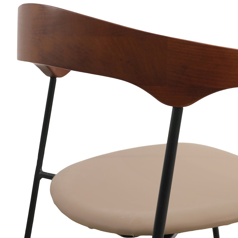 Lyra Collection Modern Chair in Dark Wood back and Taupe Seat. Picture 14