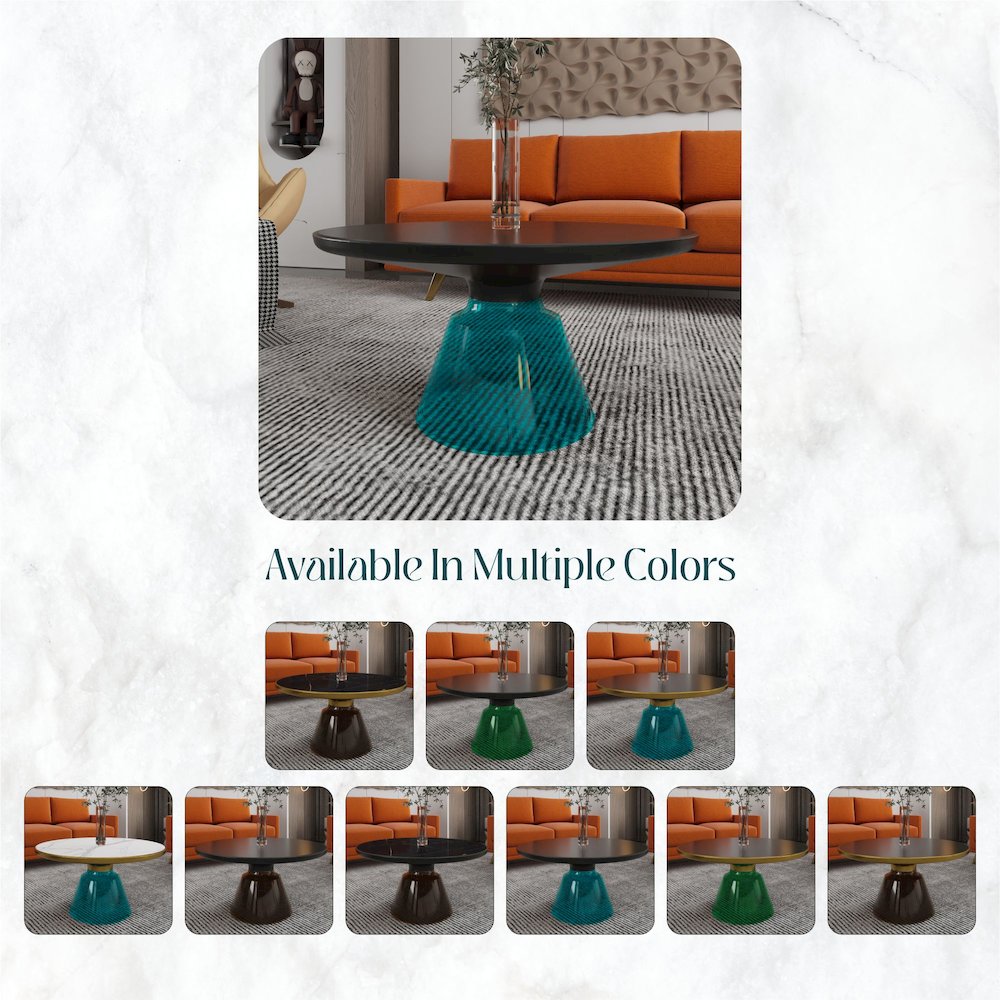 Tully Collection Glass Coffee Table Blue glass, Black Rim with Black Glass top. Picture 4