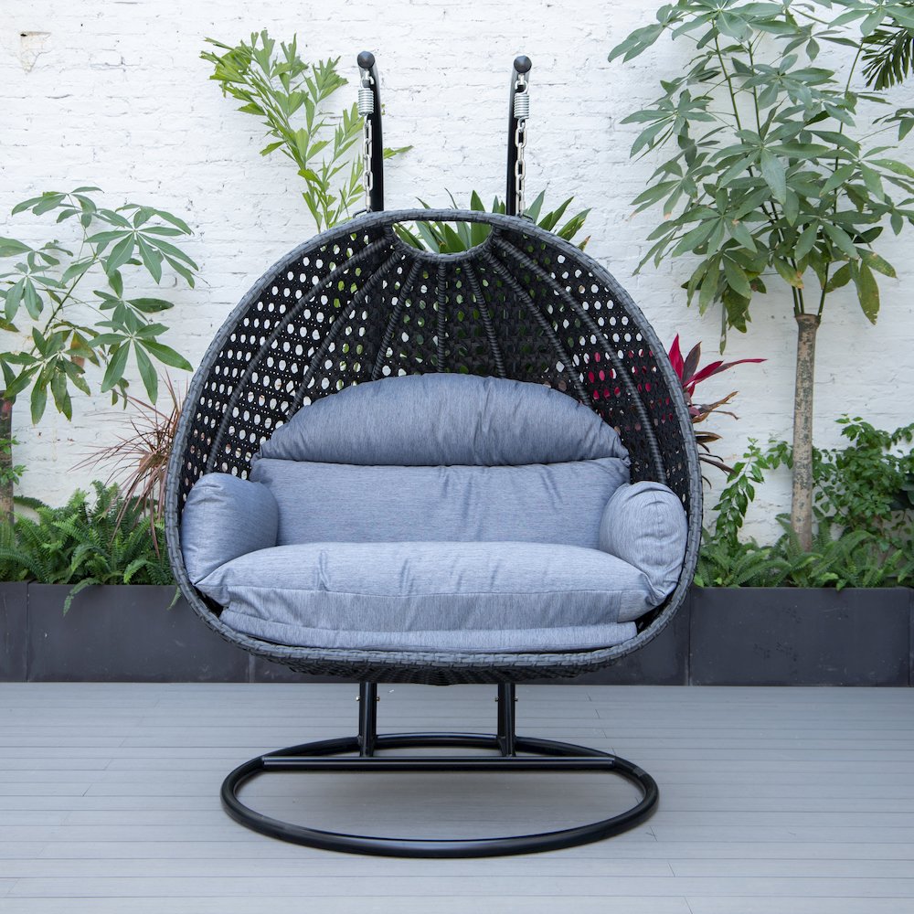 Mendoza Charcoal Wicker Hanging 2 person Egg Swing Chair. Picture 4