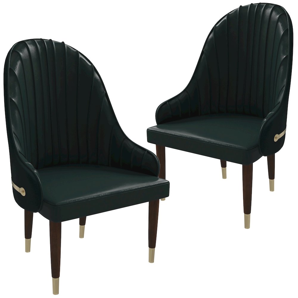 Elara Collection Wooden Dining Chair in Two-Tone Green Set of 2. Picture 3