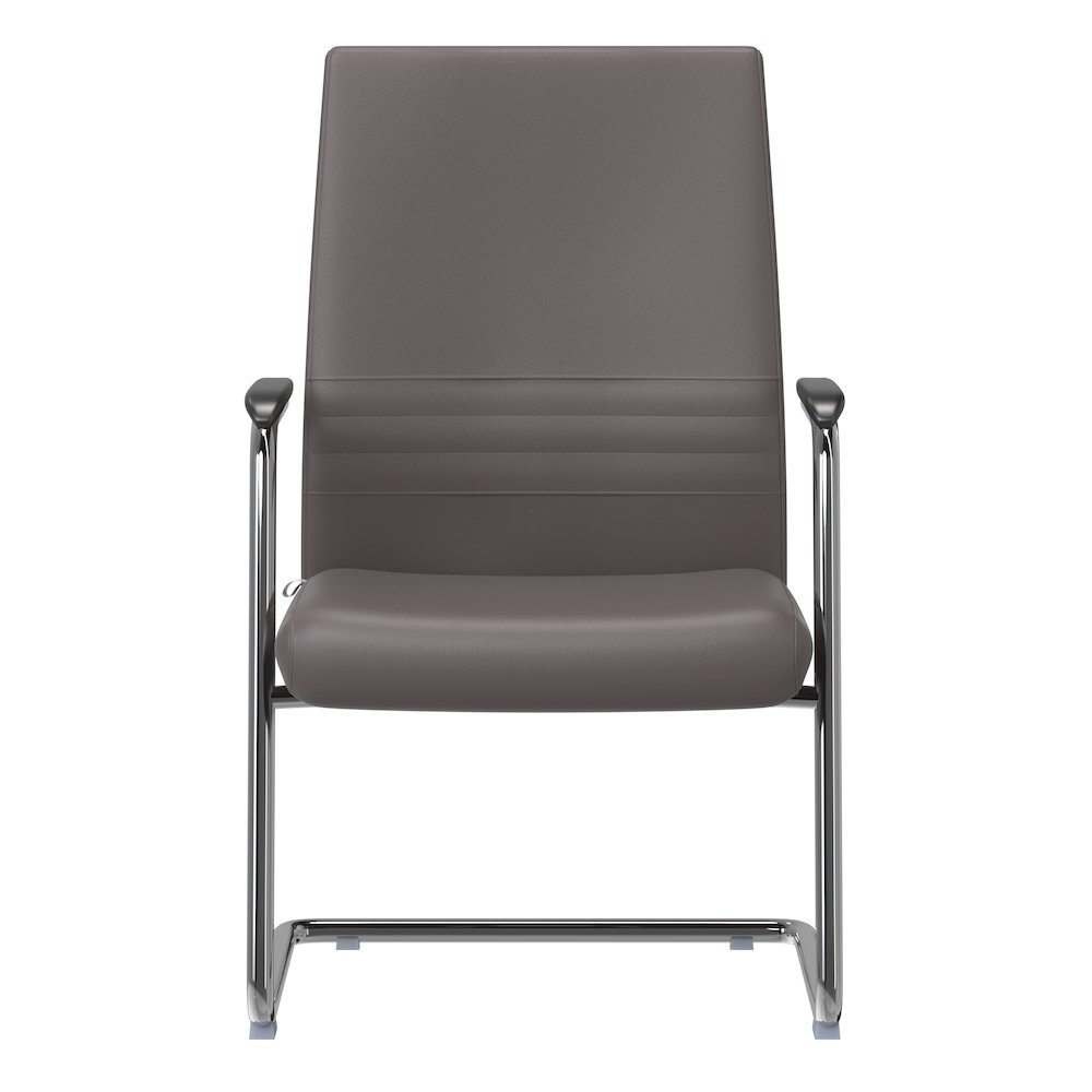Aleen Series Guest Office Chair In Grey Leather. Picture 23