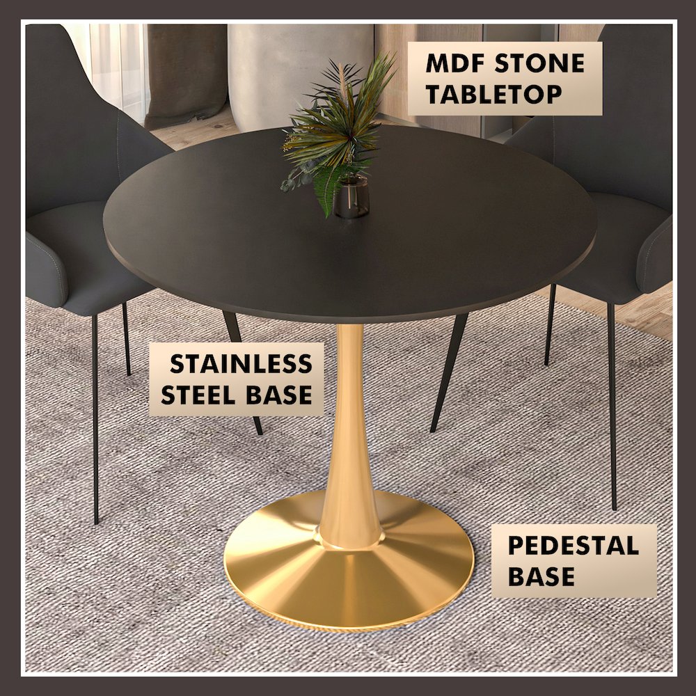 Bristol 31" round dining table Gold Base With Black Top. Picture 17