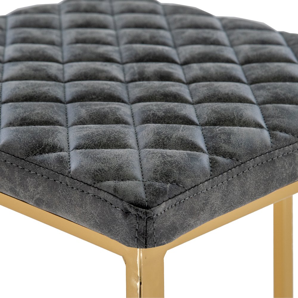 Quincy Quilted Stitched Leather Bar Stools With Gold Metal Frame. Picture 7