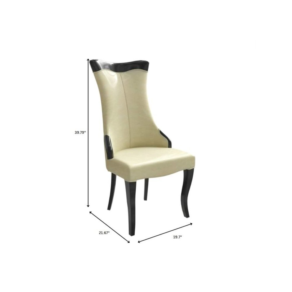 Novara Collection Modern Wooden Dining Chair in Light Cream Set of 2. Picture 1
