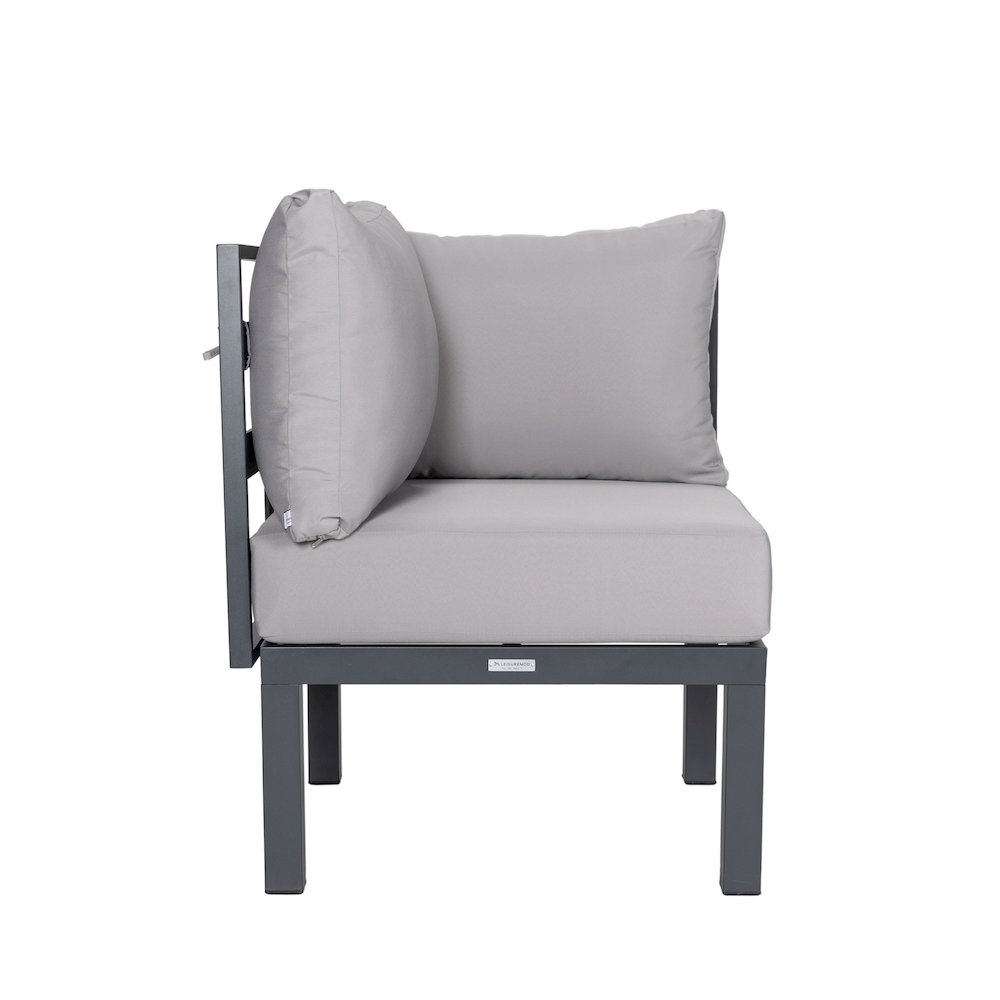 Chelsea 7-Piece Patio Sectional And Fire Pit Table Black Aluminum With Cushions. Picture 22