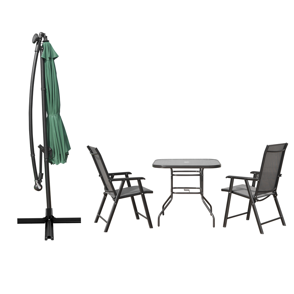 Outdoor 10 Ft Offset Cantilever Hanging Patio Umbrella With Solar Powered LED. Picture 17