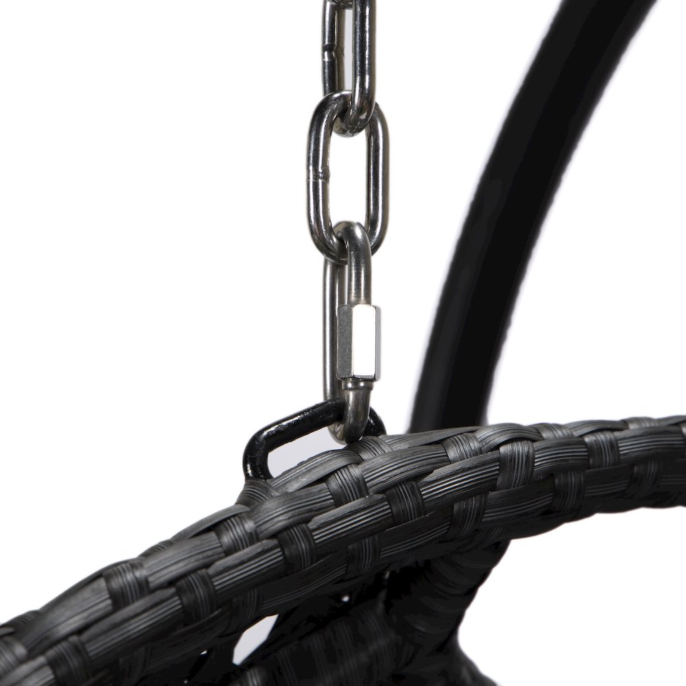 Mendoza Charcoal Wicker Hanging 2 person Egg Swing Chair. Picture 7