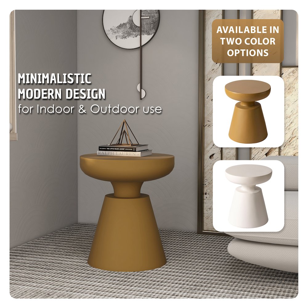 Isle Collection Fiberglass Outdoor Side Table in Brown. Picture 9