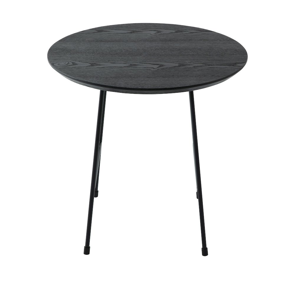Rossmore Mid Century Modern Round Side Table With Black Steel Frame. Picture 17