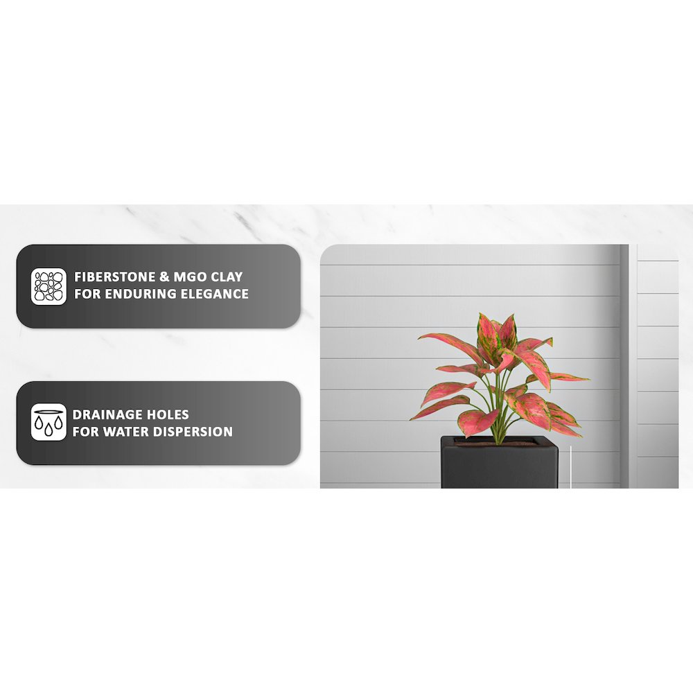 Terra Series Poly Stone Planter in Black 10.2" x 10.2" 23.6" High. Picture 2