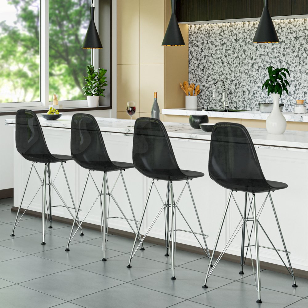 Cresco Modern Acrylic Barstool in Transparent Black. Picture 7