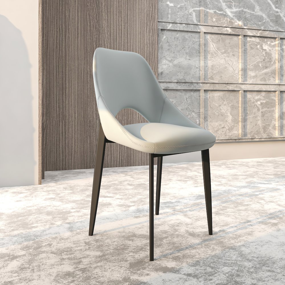 Amalfi Collection Modern Fabric Dining Chair in Coconut White. Picture 9