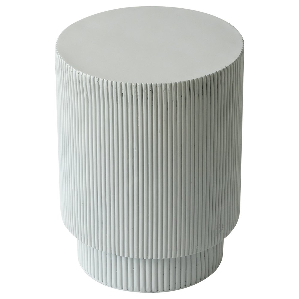 Eden Collection Fiberglass Outdoor Side Table in Light Grey. Picture 10