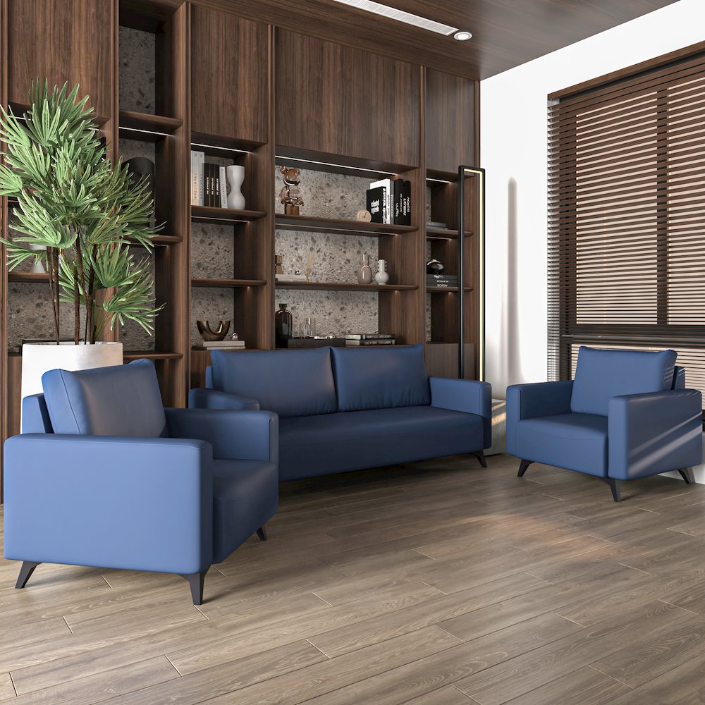 Inno Collection Sofa Set, 2 Single Seaters, and 3 seater In Dark Blue. Picture 2