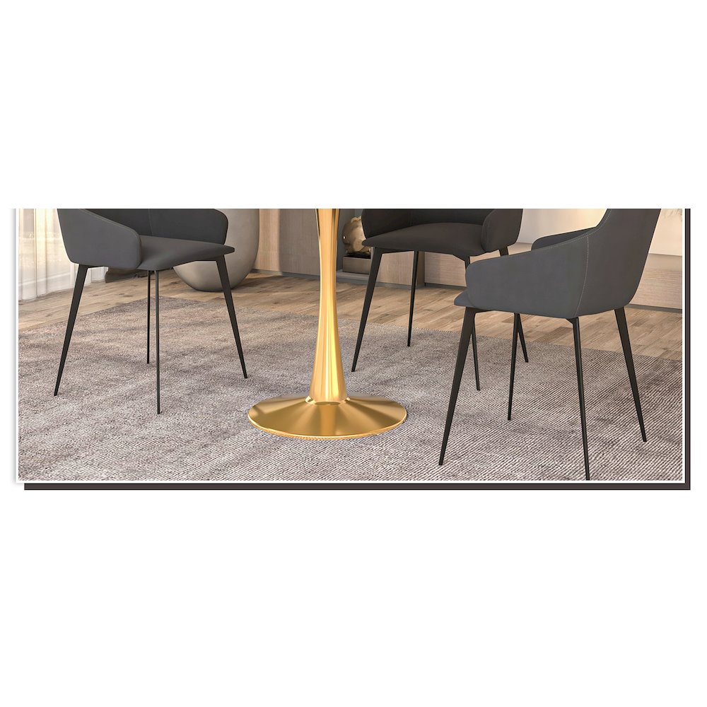 Bristol 31" round dining table Gold base with marbled MDF top. Picture 12