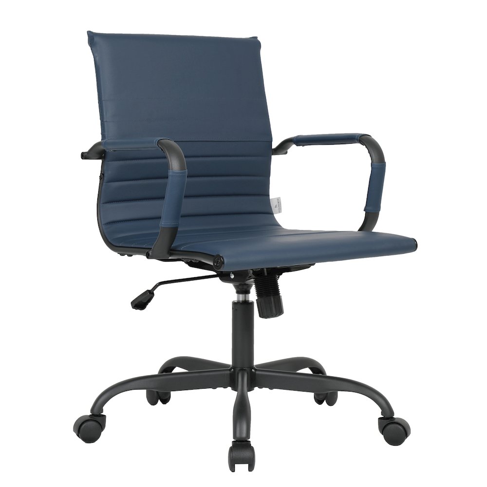Harris Leather Office Chair in Blue With Black Frame. Picture 23