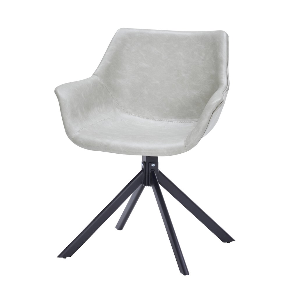 Markley Modern Leather Dining Swival Arm Chair in Light Grey. Picture 11