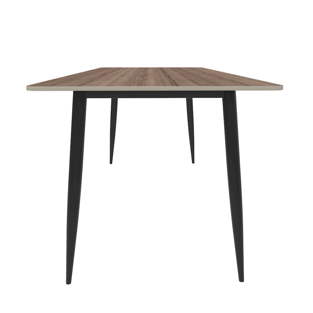 Zayle 62" Rectangle Sintered Stone Dining Table in Red Oak with BLack Base. Picture 7