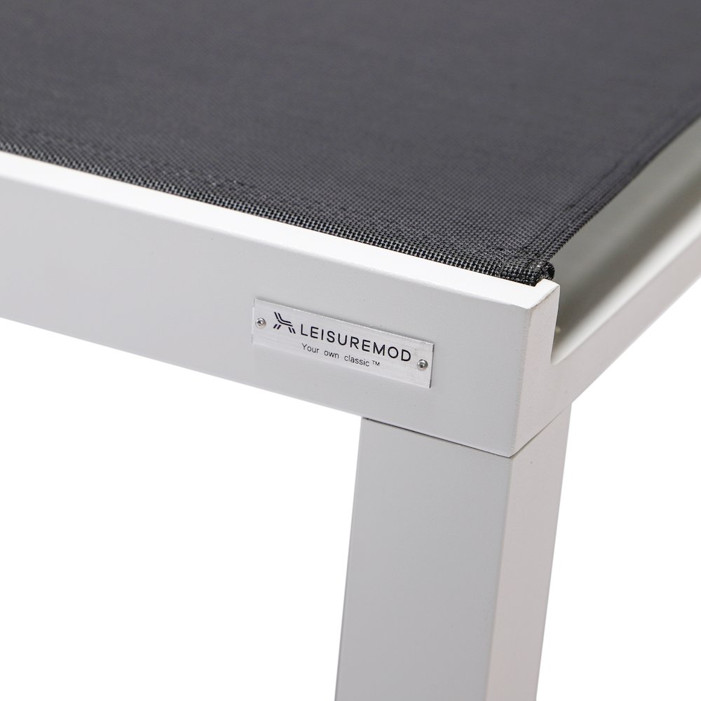Marlin Patio Chaise Lounge Chair With White Aluminum Frame, Set of 2 in Black. Picture 12