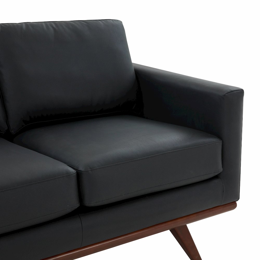 Chester Modern Leather Loveseat With Birch Wood Base. Picture 11