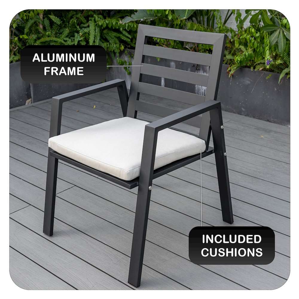 Chelsea Modern Patio Dining Armchair in Aluminum with Removable Cushions. Picture 16
