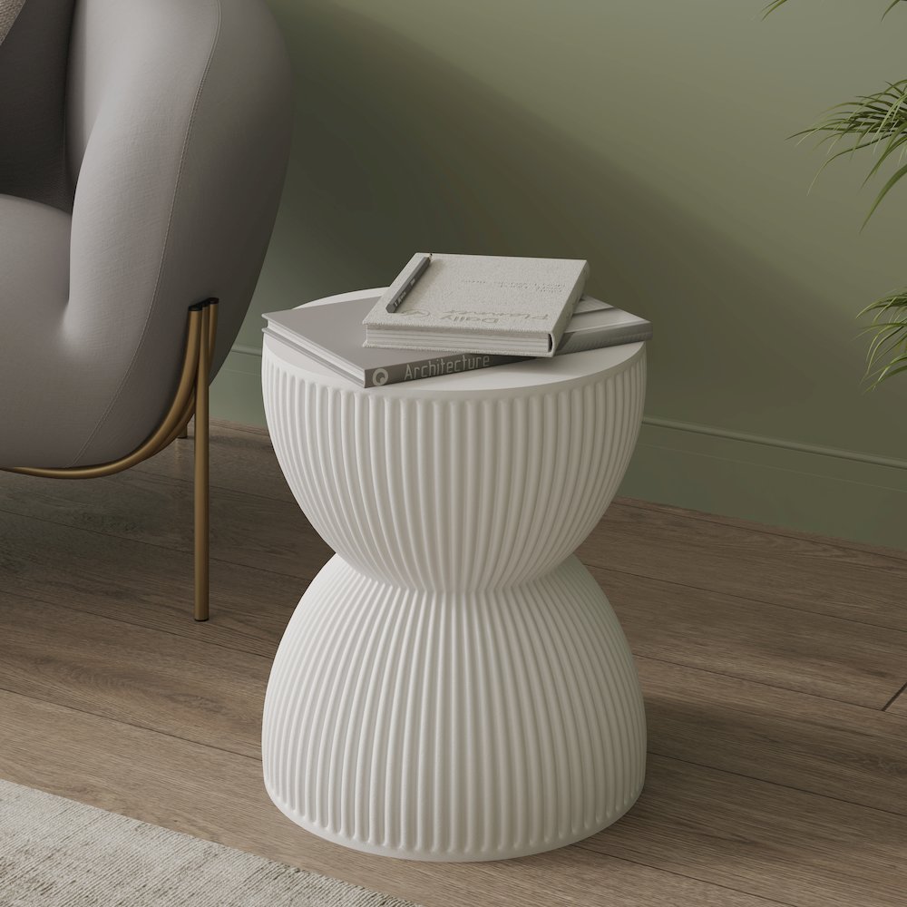 Modern Side End Table Spire Series In White. Picture 4
