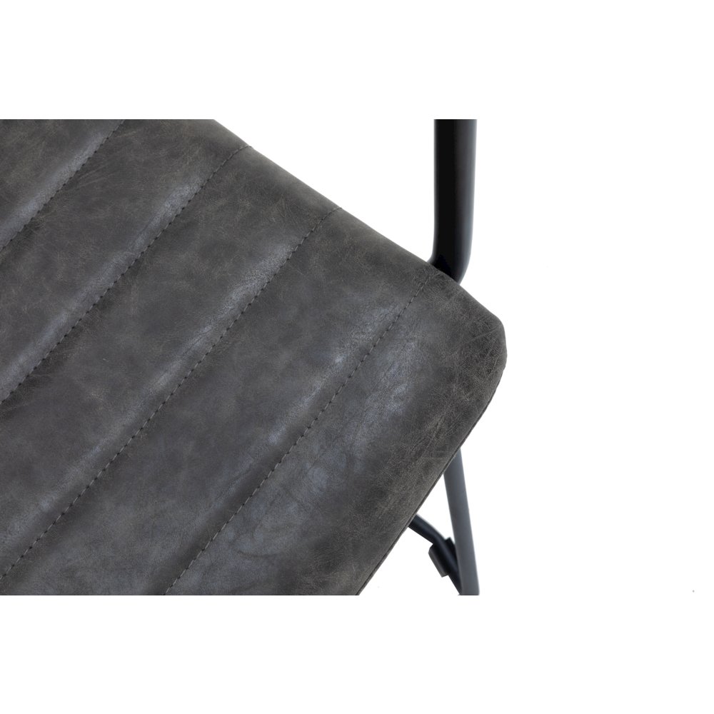 Zylar Series Office Guest Arm Chair in Charcoal Leather. Picture 4