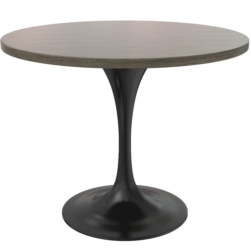 Verve Collection 36 Round Dining Table, Black Base with Dark Maple MDF Top. Picture 4