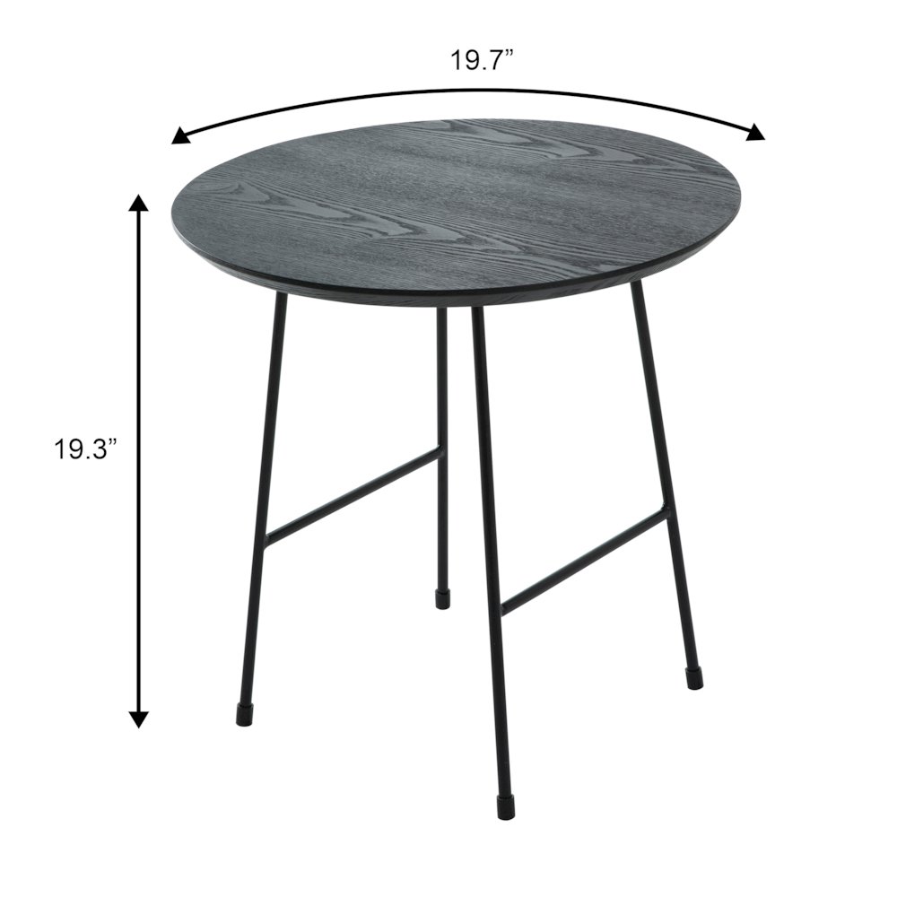 Rossmore Mid Century Modern Round Side Table With Black Steel Frame. Picture 11