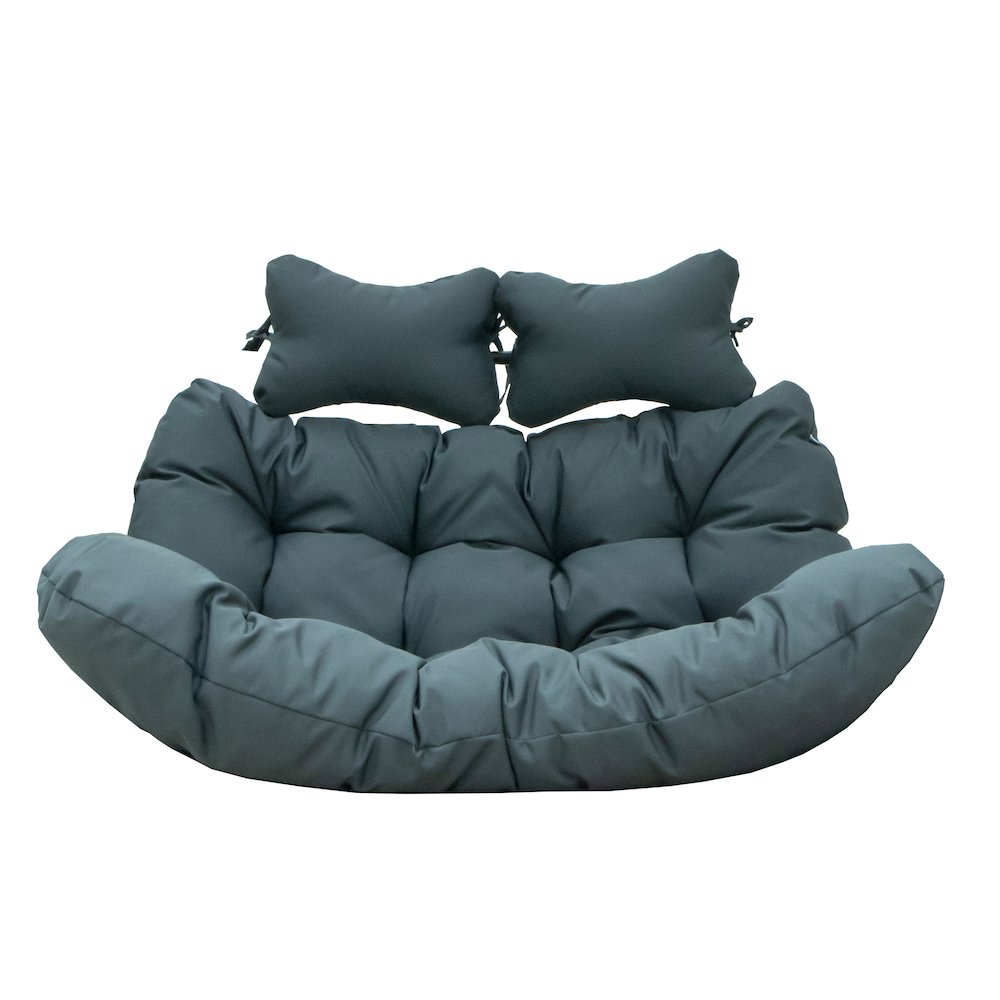 LeisureMod Wicker 2 Person Double Folding Hanging Egg Swing Cushion. Picture 1