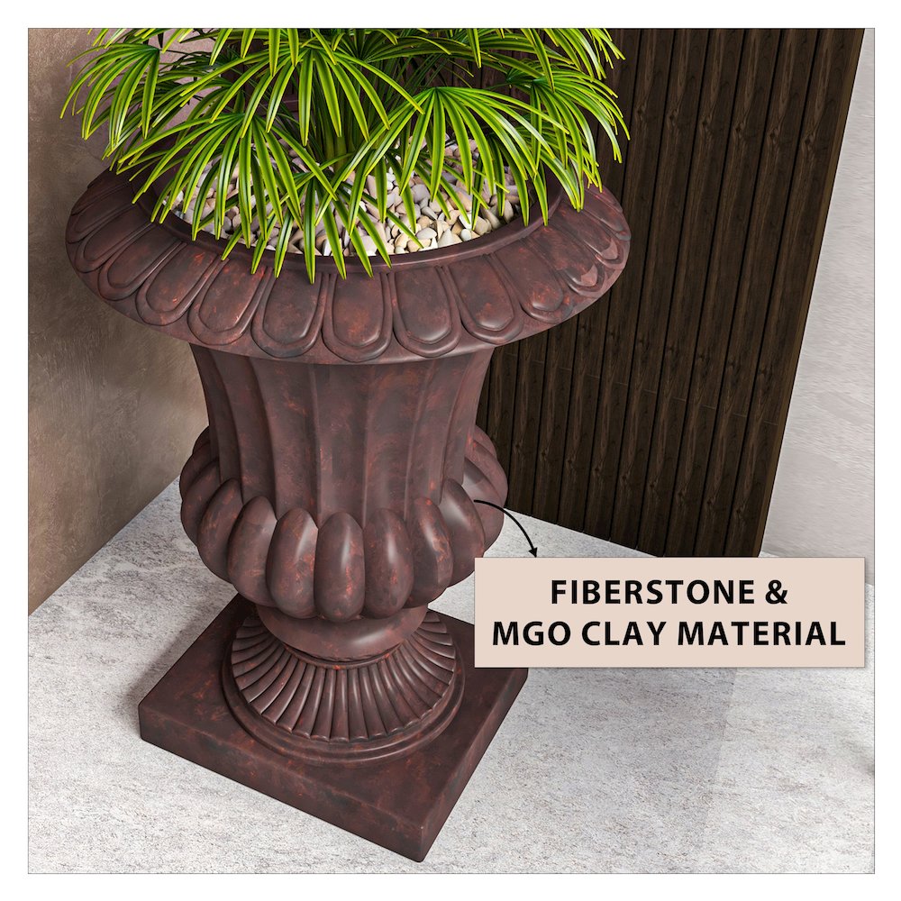 Lotus Series Poly Stone Planter in Brown, 20 Dia, 28 High. Picture 16