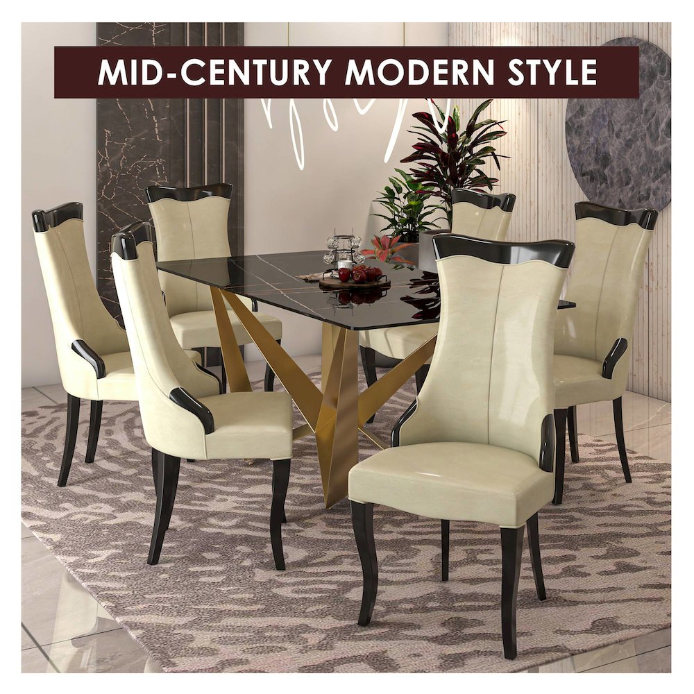 Novara Collection Modern Wooden Dining Chair in Light Cream Set of 2. Picture 6