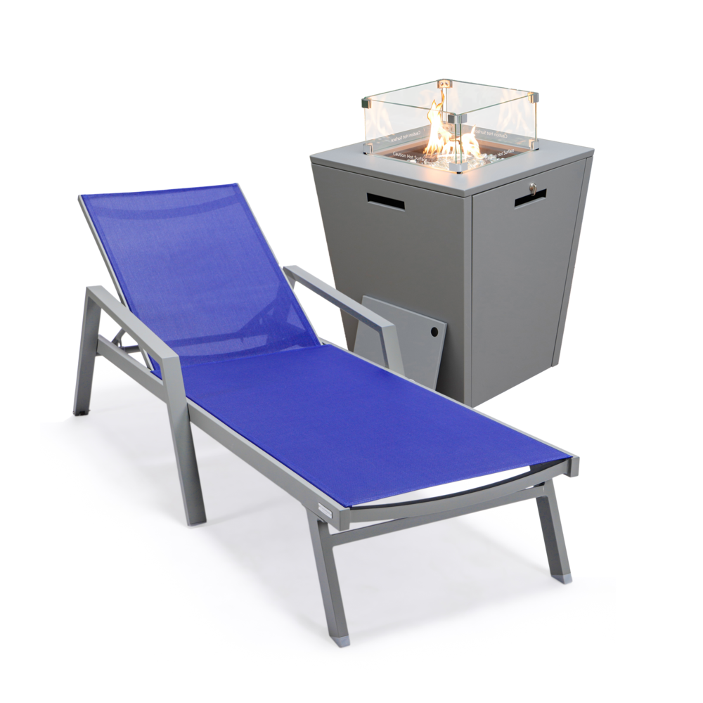 Grey Aluminum Outdoor Patio Chaise Lounge Chair With Arms. Picture 1