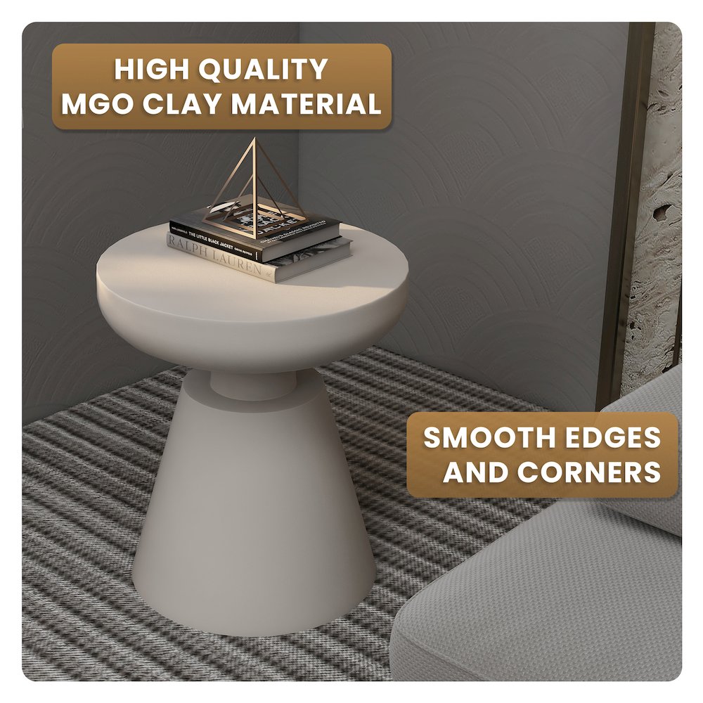 Isle Collection Fiberglass Outdoor Side Table in Cream. Picture 4