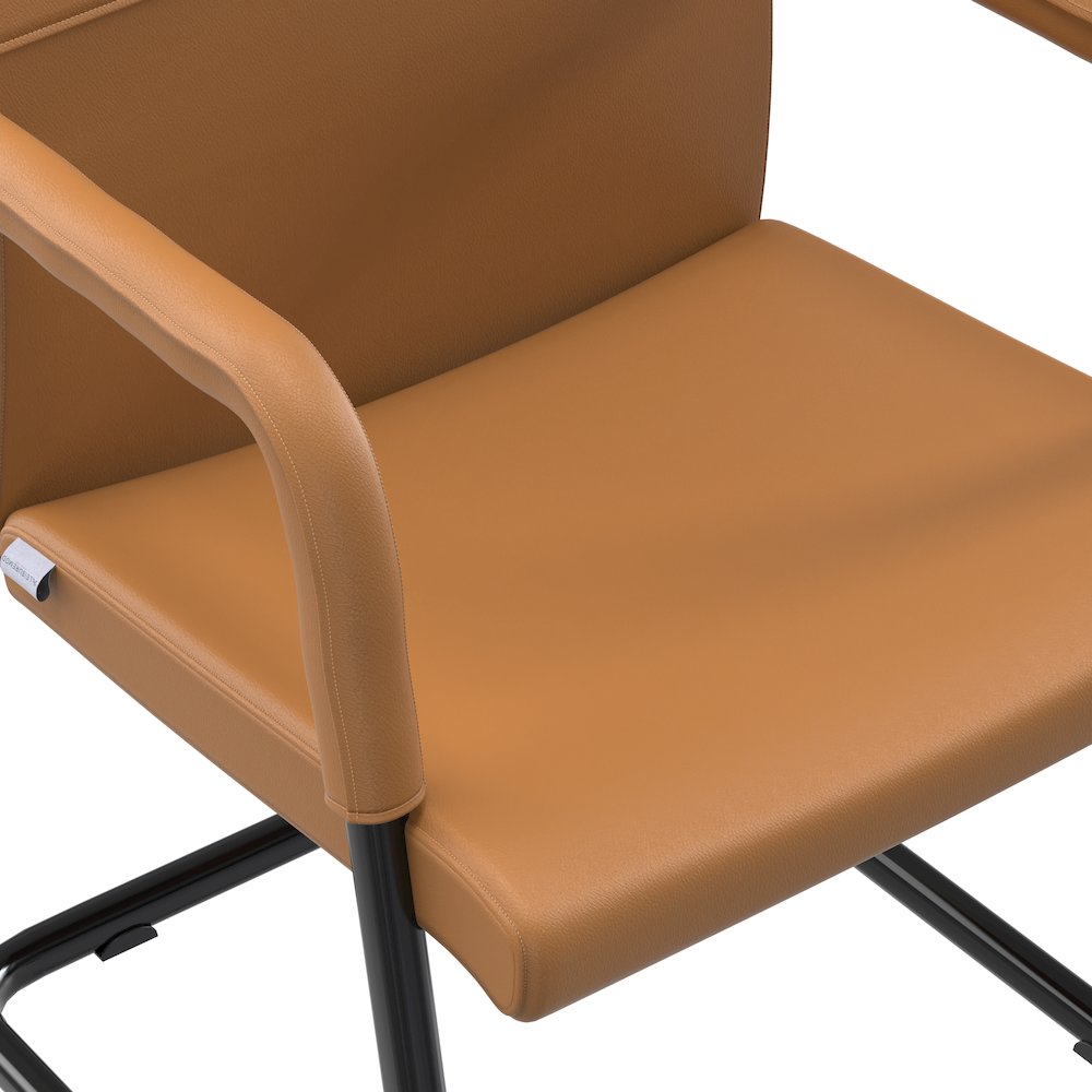 Evander Office Guest Chair in Acorn Brown Leather. Picture 23