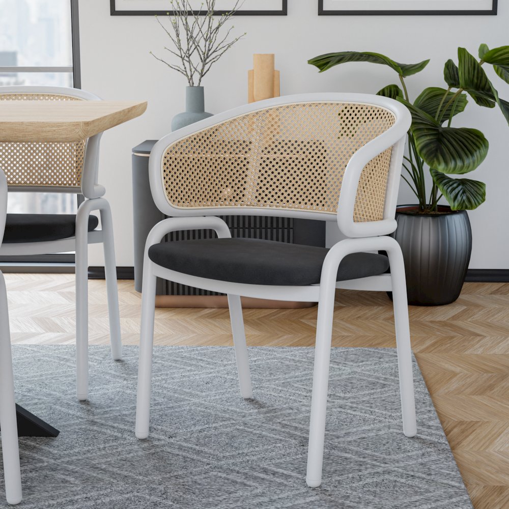 Ervilla - Dining Chair - White frame in Black Leather. Picture 10