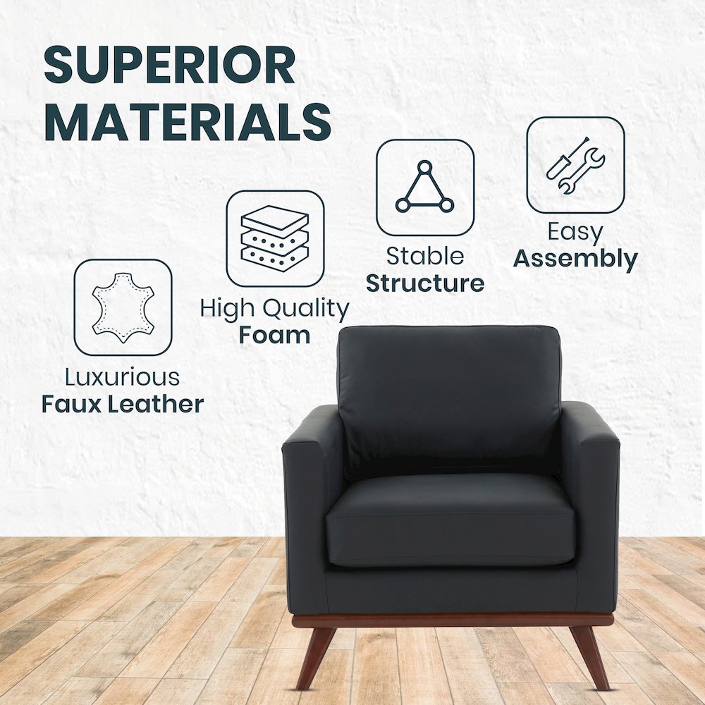 Chester Modern Leather Accent Arm Chair With Birch Wood Base. Picture 10